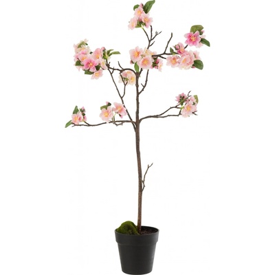 Dekorácie umelý ružový kvitnúce stromček - 22*22*90 cm - J-Line by Jolipa