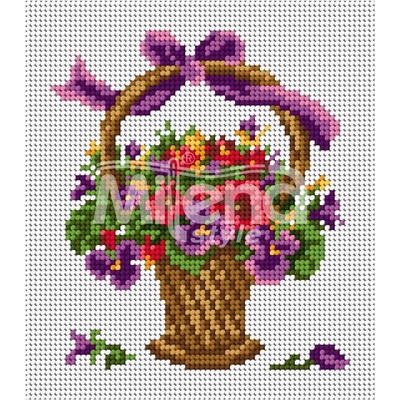 Milena Style Кошничка с теменужки - гоблен със схема конци Ariadna 1: 4