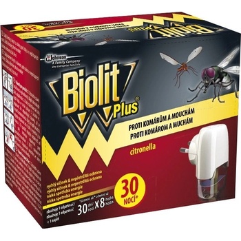 Biolit Plus Elektrický odpařovač proti komárům a mouchám + náplň citronella 30 nocí 31 ml