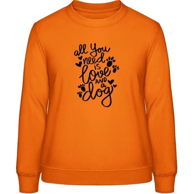 AWDis Sweat mikina Nápis All you need is love and a Dog Orange Crush