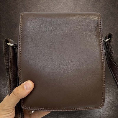 Čokoládově hnědá kožená Crossbody taška pro každodenní nošení