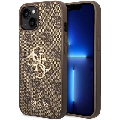 GUESS Кейс Guess GUHCP15S4GMGBR за iPhone 15 6.1", кафяв / кафяв, твърд, 4G Big Metal Logo (3666339171506)