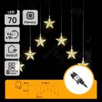 Aigostar - LED външен коледен гирлянд 70xLED/230V 1, 2x1m IP44 топла бяла светлина, звезди (AI2130)