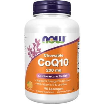 NOW CoQ10 200 mg | Chewable [90 Подезични таблетки ] Портокал