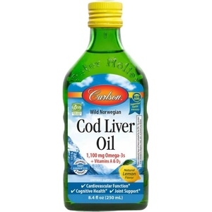 Carlson Labs Wild Norwegian Cod Liver Oil Liquid 1100 mg [250 мл] Лимон