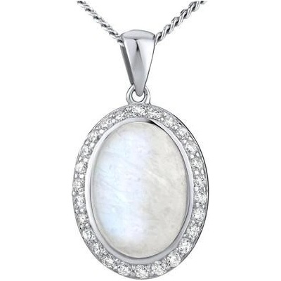 SILVEGO Stříbrný přívěsek s přírodním Měsíčním kamenem JST16919MS
