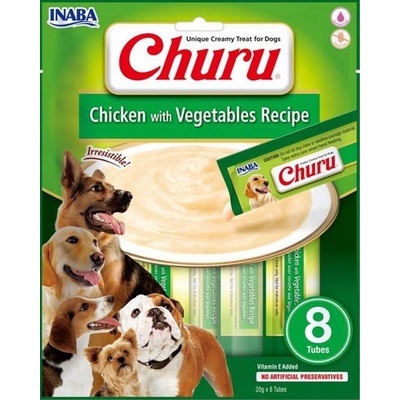 Churu Pamlsok Inaba Pyré dog Kura so zeleninou 8 túb 160 g