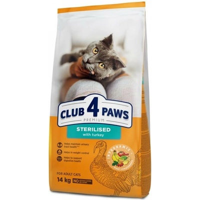CLUB 4 PAWS Premium STERILISED s morčacím mäsom 14 kg