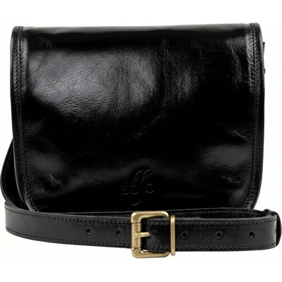 Dámská crossbody kabelka z kozí kůže SUNITA TENEBRA černá s nastavitelným popruhem zapínání na magnet