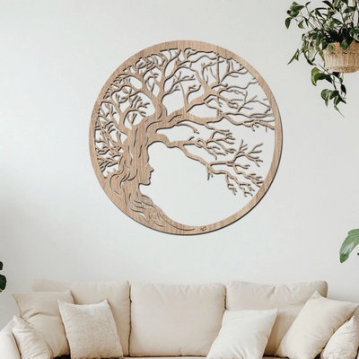 dřevo života Dřevěný strom VĚDOMÍ na zeď Zvolte rozměr šxv (cm): 80x80, Zvolte barvu dekoru: Dub Sonoma