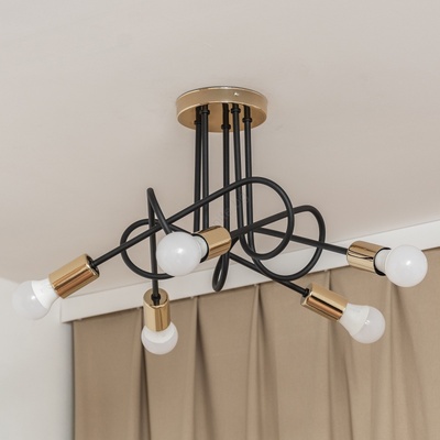 Helam Плафониера OXFORD 5xE27/15W/230V златисто/черно (HE1767)