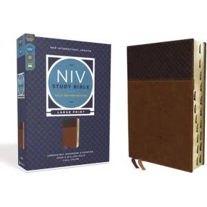 NIV Study Bible, Fully Revised Edition, Large Print, Leathersoft, Brown, Red Letter, Thumb Indexed, Comfort Print | Mark L. Strauss, Jeannine K. Brown (ISBN: 9780310449195)
