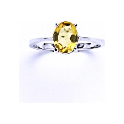 Čištín Zlatý prsten přírodní pálený Citrín ,bílé i žluté zlato T 1245