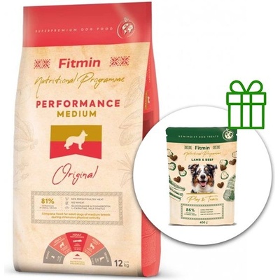 Fitmin Medium Performance 12 кг + Fitmin Play&Train Агнешка и Говеждо БЕЗПЛАТНО