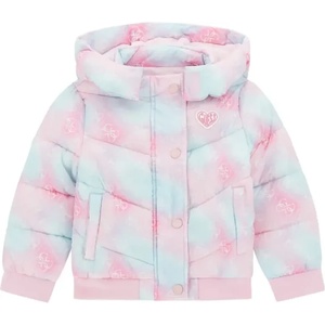 GUESS Зимно яке за мини момиче в синьо и розово с качулка и лого Guess