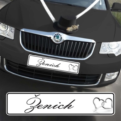 Svatební SPZ s textem - Srdce - Ženich (1 ks)