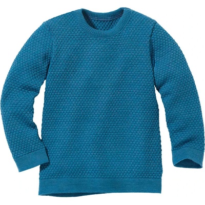 disana Детски вълнен пуловер disana Kid's Wabenstrick-Pullover Wool jumper - Taubenblau - размер 110/116 (EU) (704-2813-1013)