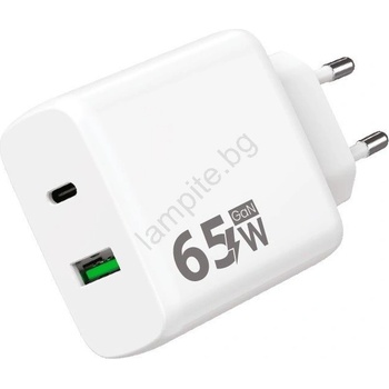 WINNER GROUP-WG - Адаптер за бързо зареждане 1xUSB-C + 1xUSB-A Power Delivery 65W бял (WN0055)