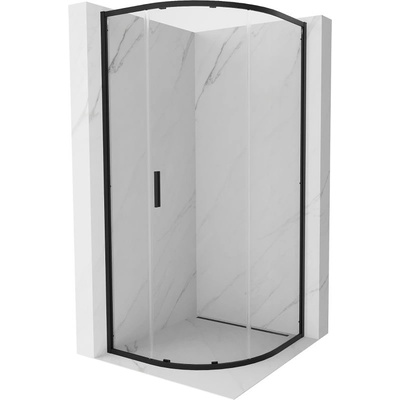 Mexen Exo полукръгла плъзгаща се душ кабина 70 x 70 см, прозрачна, черна - 8131-070-070-70-00 (8131-070-070-70-00)