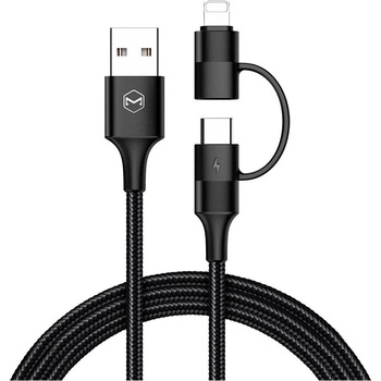 Xmart Кабел Xmart - 2 в 1, USB-A/USB-C/Lightning, 1.2 m, черен (3800202093810)