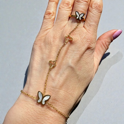 Дамска гривна с пръстен Пеперудки (zi2-32)