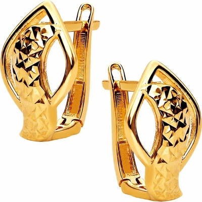Zlaton Náušnice žluté zlato tvarovaný vzor visací 1.5cm 2.85g O17062603346