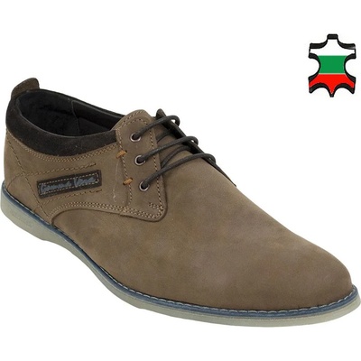 Български обувки Мъжки ежедневни обувки от естествена кожа в кафяв набук