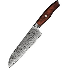 KnifeBoss kuchařský damaškový nůž Santoku 8" Rose wood VG 10 205 mm