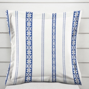 Biante bavlna s lemom Sandra SA-590 Modrý ľudový vzor na bielom 40 x 40 cm