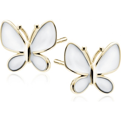 Lunica Stříbrné náušnice ZLATÝ MOTÝL 0719