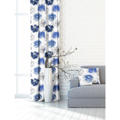 Závěs dekorační nebo látka, New York Deko růže, modrá, 150 cm 150 cm
