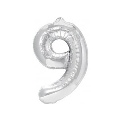PartyPal Fóliové balónky stříbrné č. 0- 9 70cm Číslo: 9