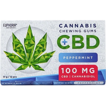 EUPHORIA Cannabis žuvačky s CBD 100mg Peppermint 17g