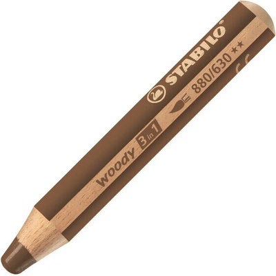 STABILO Barevná pastelka Woody hnědá 3v1 pastelka vodovka voskovka