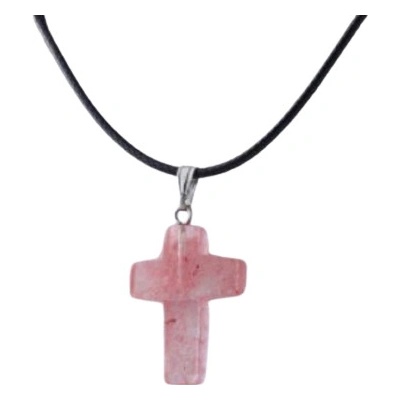 Amparo Miranda Přívěsek křížek NK0035 Růžový Křišťál