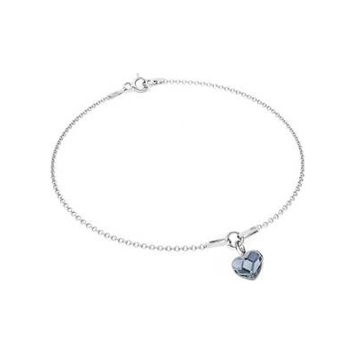 Nubis stříbrný náramek se srdíčkem Crystals from Swarovski Denim Blue NB-0206-DB