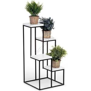 HowHomely Стойка за цветя KASKADA 70x34 черен/бял (DD0180)