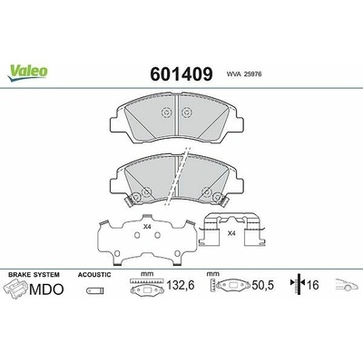 Sada brzdových platničiek kotúčovej brzdy VALEO 601409