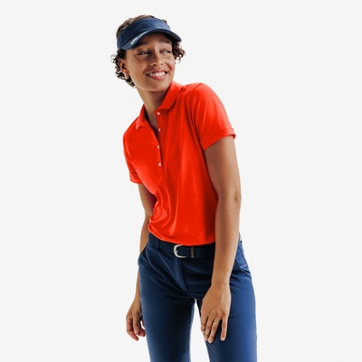 INESIS Dámska golfová polokošeľa s krátkym rukávom WW500 červená