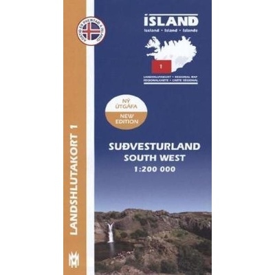 Island - Landshlutakort Sudvesturland. South West