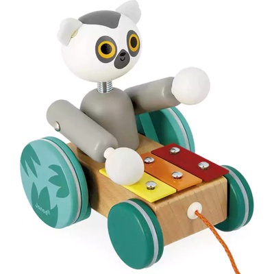 Janod Дървена играчка за дърпане Janod Tropik - Лемур с ксилофон (J08270)