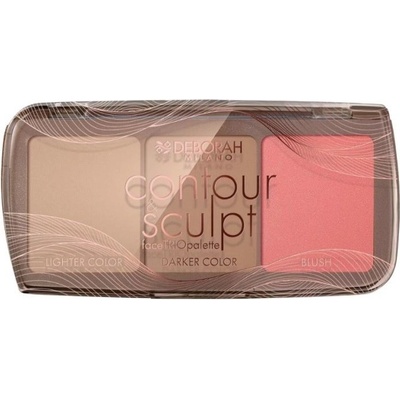 Deborah Milano multifunkční trio paletka s tvářenkou a konturovacími pudry Contour & Sculpt 02 dark 3 x 4 g – Zboží Dáma