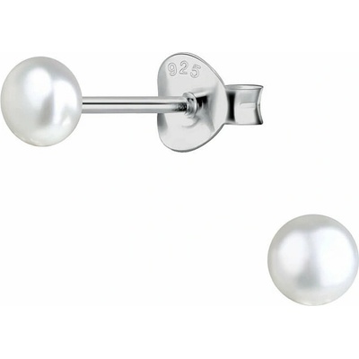 Nefertitis 06469 Stříbrné náušnice SLADKOVODNÍ PERLA WHITE NF60765 - 4 mm, 0,50 g