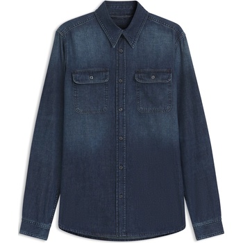 HUGO BOSS Риза с дълъг ръкав Boss Men's Double Breasted Cotton Long Sleeve Denim Shirt - Blue 426