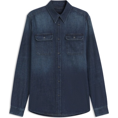 HUGO BOSS Риза с дълъг ръкав Boss Men's Double Breasted Cotton Long Sleeve Denim Shirt - Blue 426