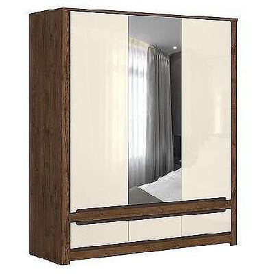 Гардероб с огледало Ruso 2D1M3S априлски дъб и перлен гланц