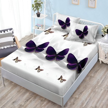 EmonaMall Долен чаршаф с ластик и две калъфки (за матрак от 160x200 до 180x200) EmonaMall, 3 части - Модел S18660 (S18660-66666L)