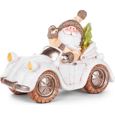 MagicHome Dekorácia Vianoce Santa v aute keramika 46,50x19,50x31,50 cm