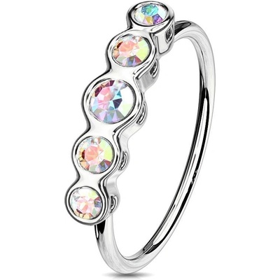 Šperky4U piercing do nosu kroužek se zirkony N0117-AB