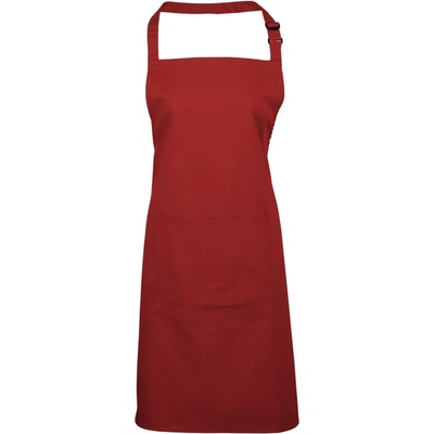 Premier Workwear Keprová pracovní zástěra s kapsou z kolekce Colours Collection červená Pantone 200C 72x86cm PW154